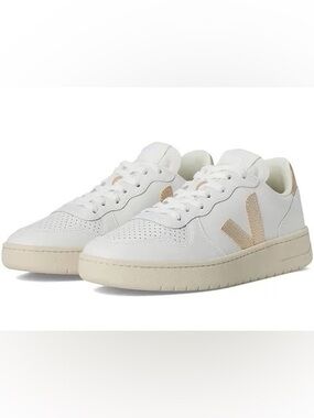 Veja White Leather Sneakers with Cream Accents